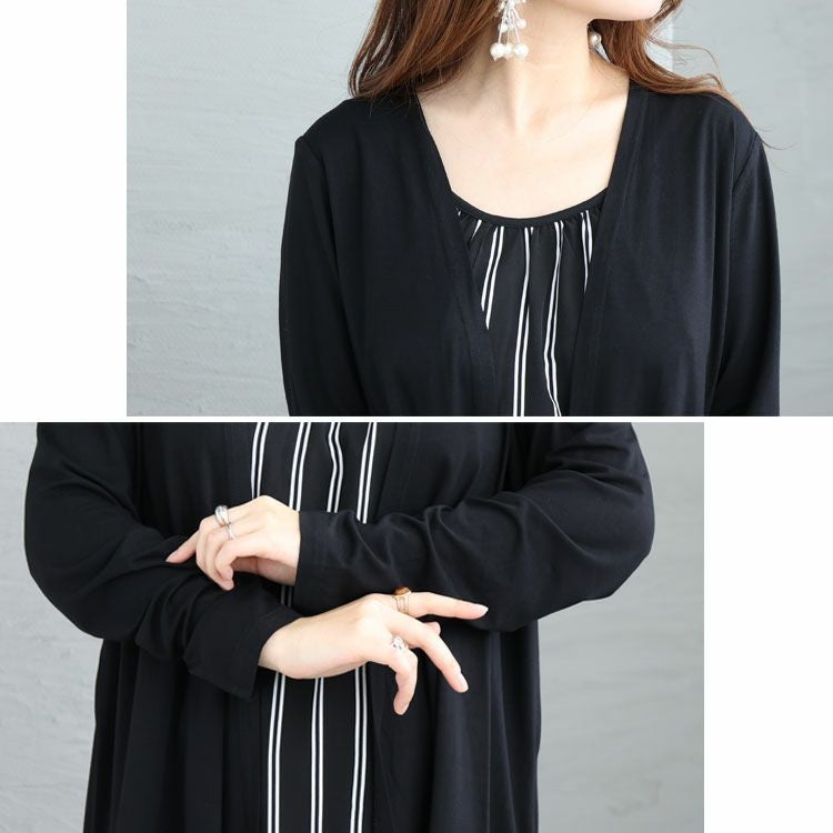 大きいサイズ レディース ストライプ柄フェイクレイヤードトップス　jp376