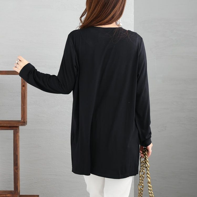 大きいサイズ レディース ストライプ柄フェイクレイヤードトップス　jp376