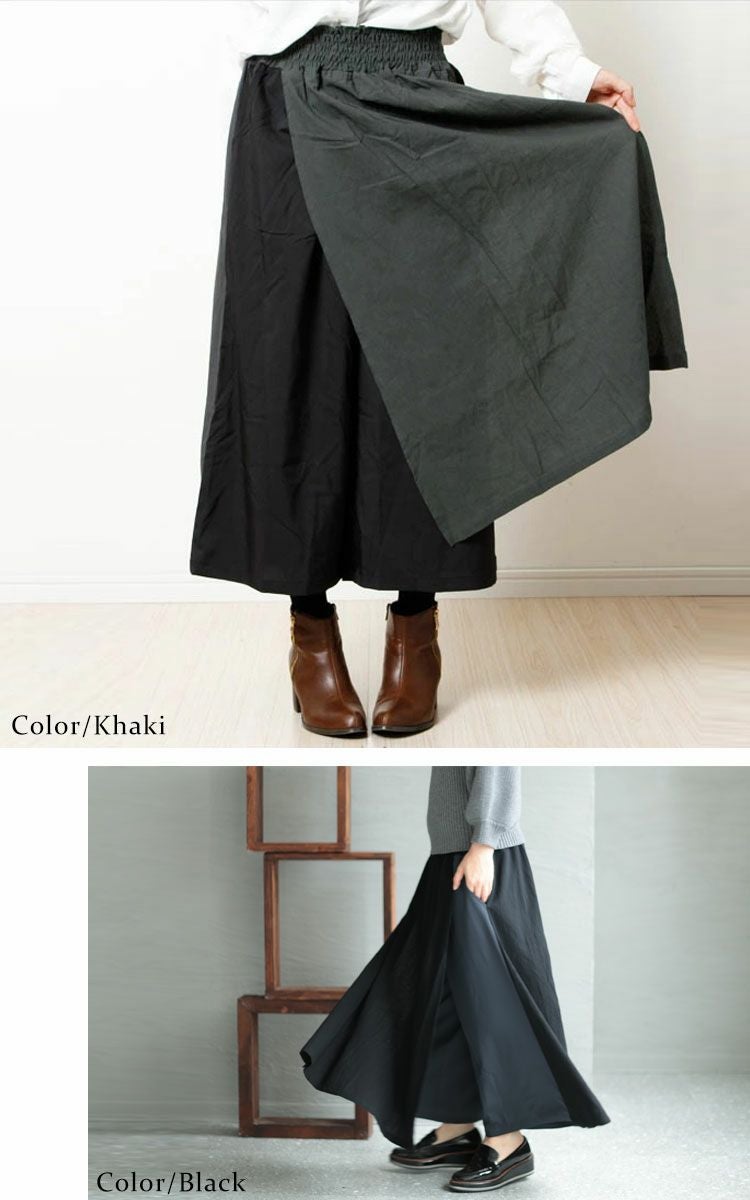 大きいサイズ レディース ワイドシルエットスカートパンツ　gold275