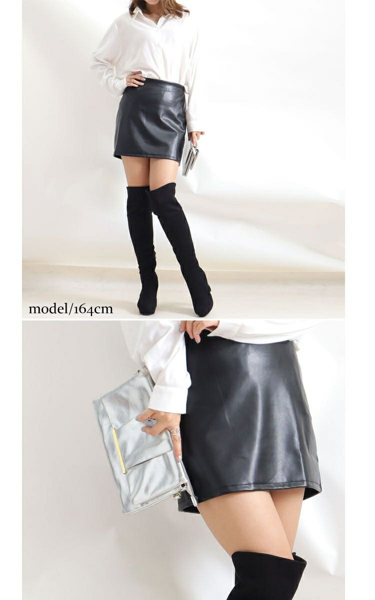 大きいサイズ レディース エコレザーマイクロミニスカート　jp374