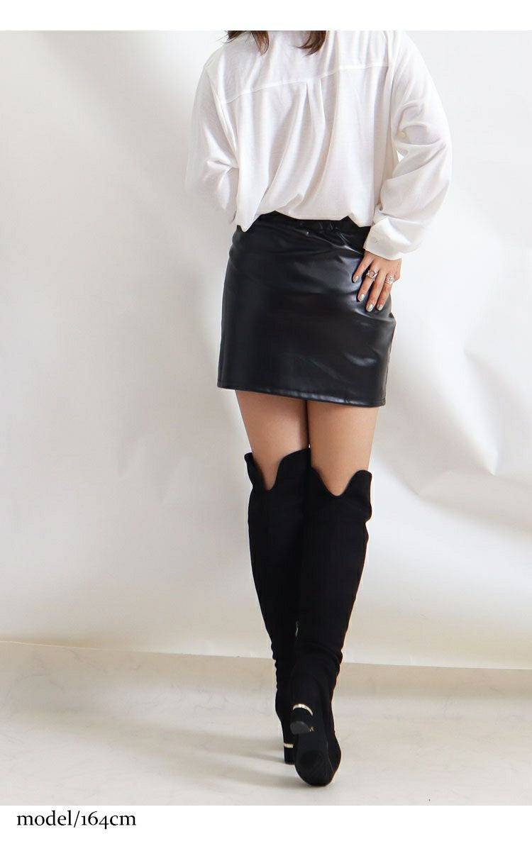 大きいサイズ レディース エコレザーマイクロミニスカート　jp374