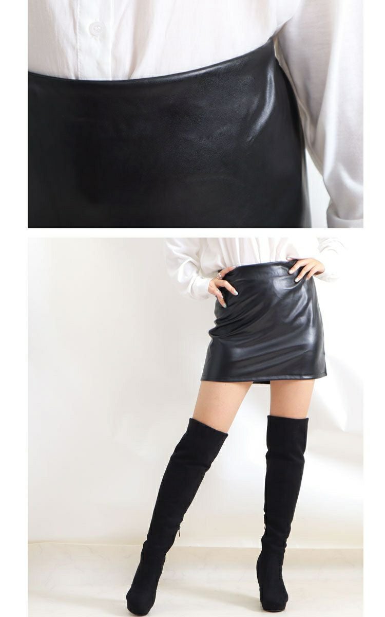大きいサイズ レディース エコレザーマイクロミニスカート　jp374