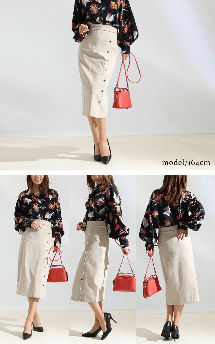 大きいサイズ レディース サイドボタンタイトスカート　jp377