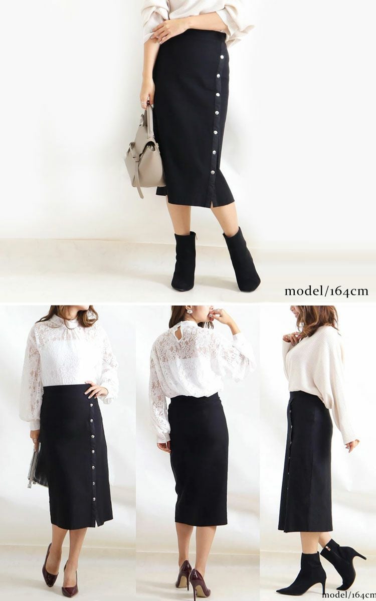 大きいサイズ レディース サイドボタンタイトスカート　jp377