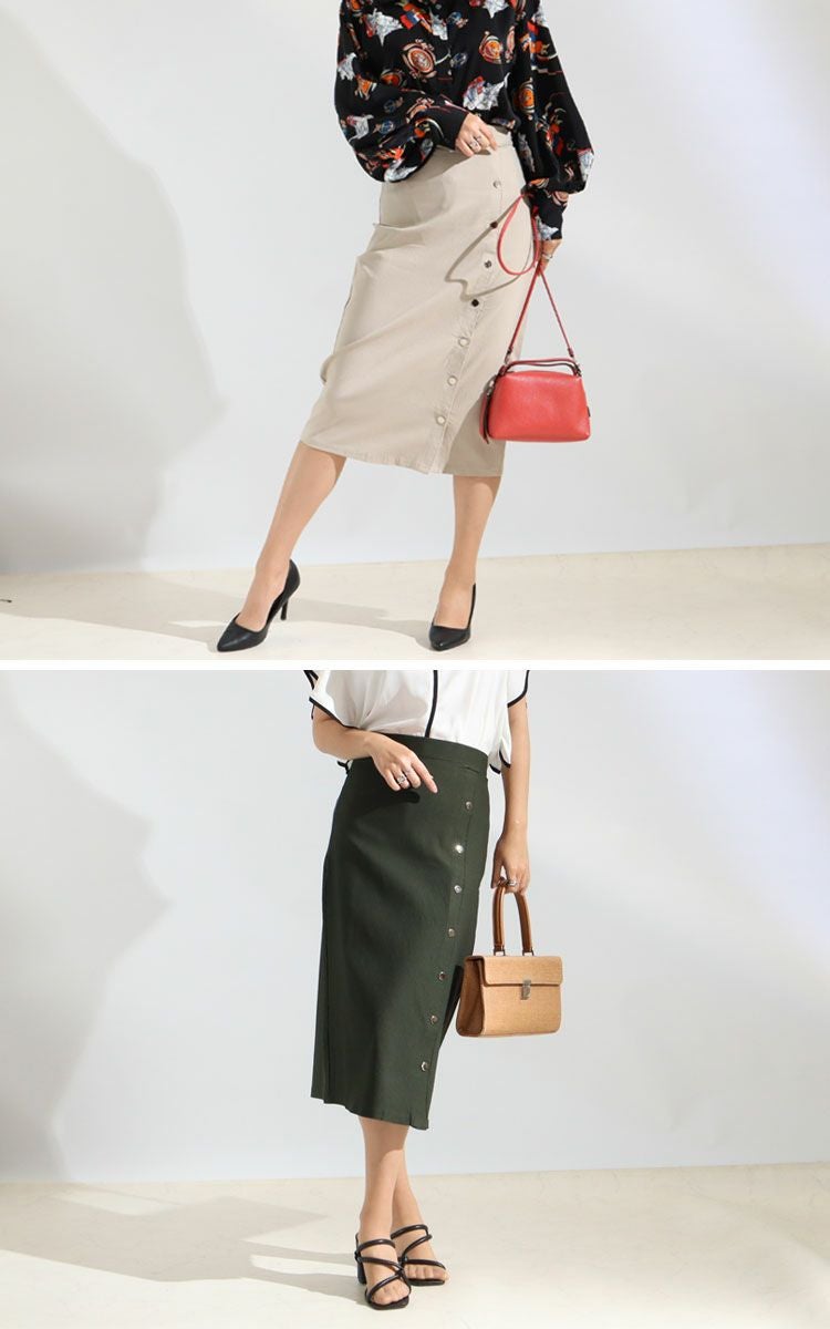 大きいサイズ レディース サイドボタンタイトスカート　jp377