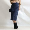 大きいサイズ レディース サイドボタンタイトスカート　jp377 デニム