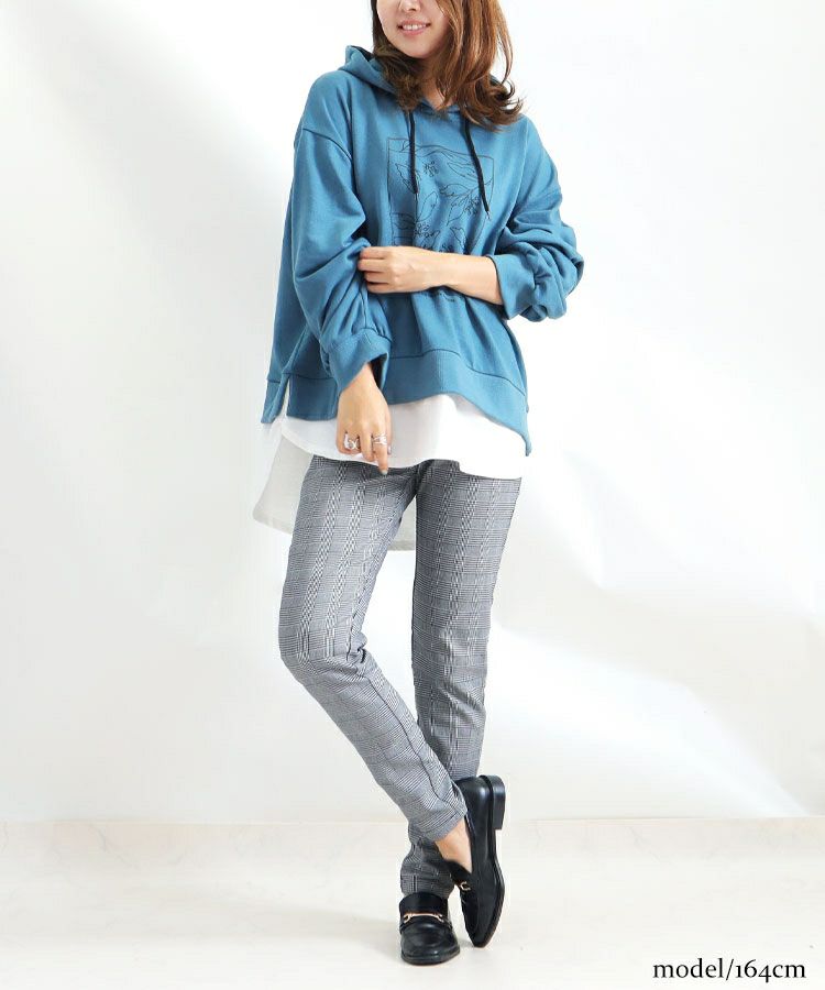 大きいサイズ レディース グレンチェック柄ストレッチパンツ　jp356