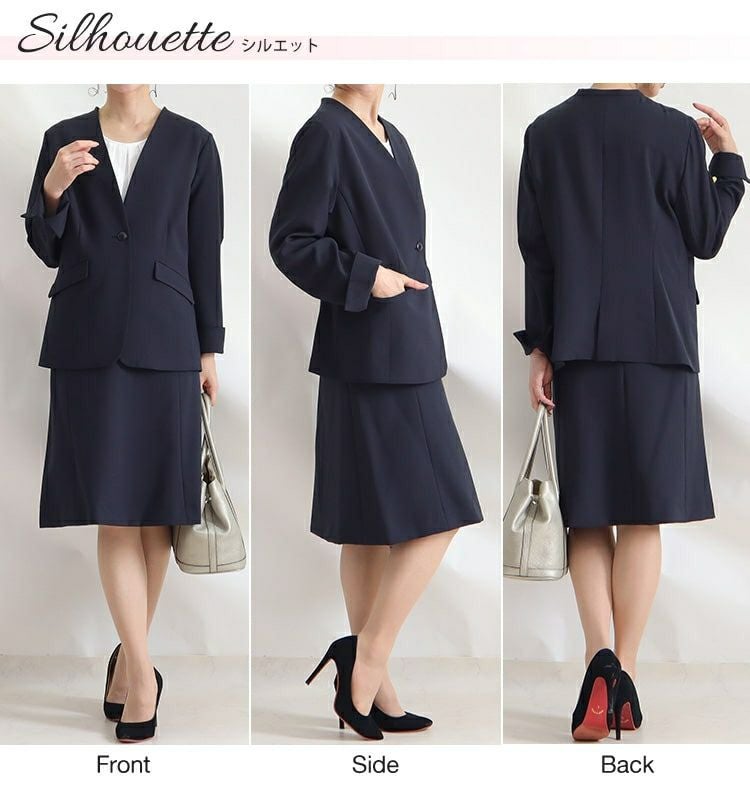 大きいサイズ レディース ビジネスフォーマルスーツブラウス＆ジャケット＆スカート3点セット　mnst-512242s