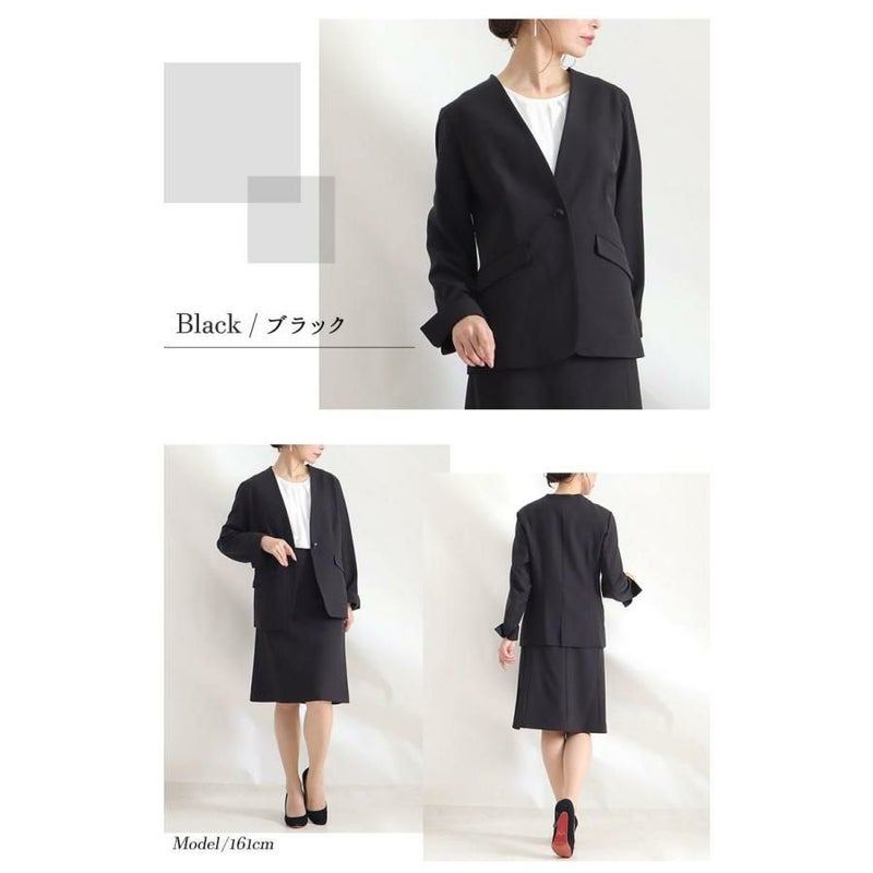 大きいサイズ レディース ビジネスフォーマルスーツブラウス＆ジャケット＆スカート3点セット　mnst-512242s ブラック