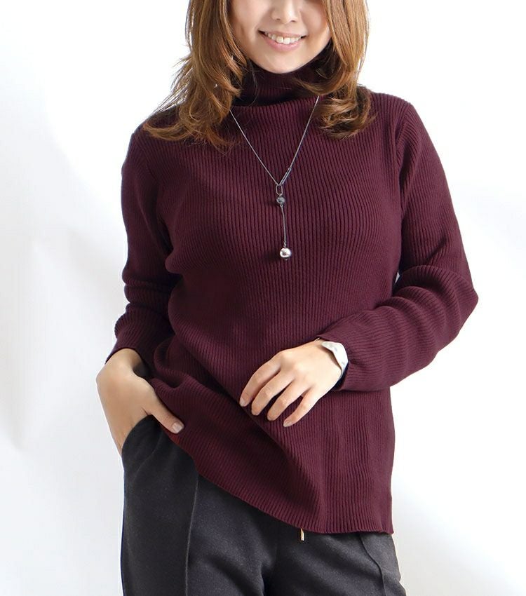 大きいサイズ レディース タートルネックリブニット　wn-0117