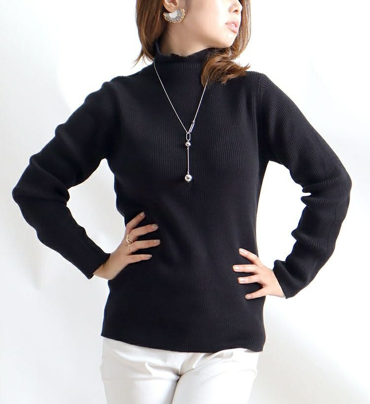 大きいサイズ レディース タートルネックリブニット　wn-0117