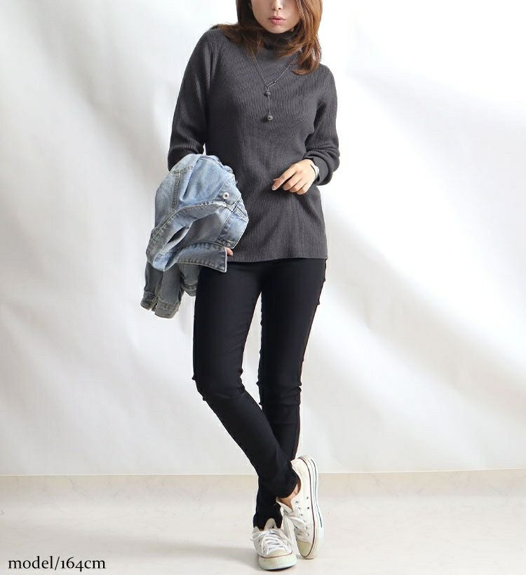 大きいサイズ レディース タートルネックリブニット　wn-0117