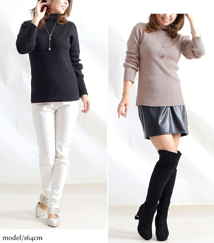 大きいサイズ レディース タートルネックリブニット　wn-0117