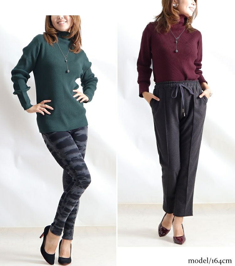 大きいサイズ レディース タートルネックリブニット　wn-0117