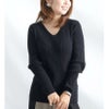 大きいサイズ レディース Vネックリブニット　wn-0114 ブラック