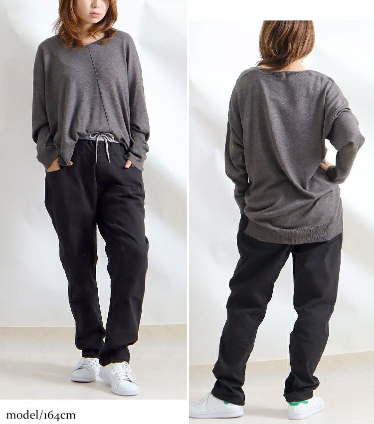 大きいサイズ レディース ウエストリブツイルサルエルパンツ　wc-0229