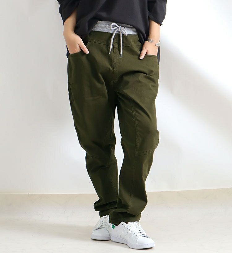 大きいサイズ レディース ウエストリブツイルサルエルパンツ　wc-0229