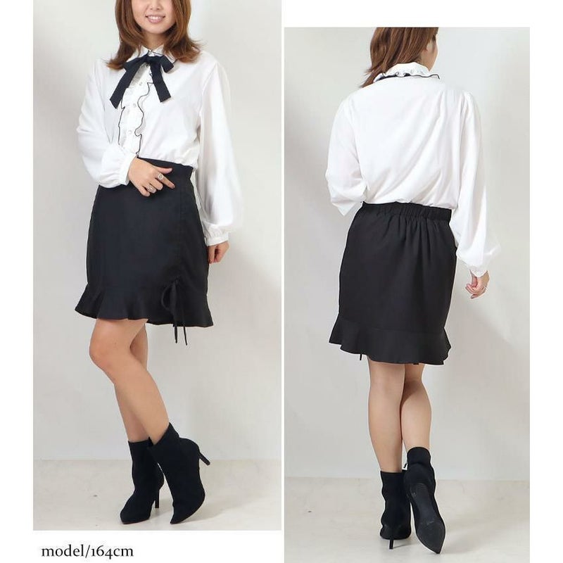 大きいサイズ レディース マーメイドミニスカート　fem-183 ブラック