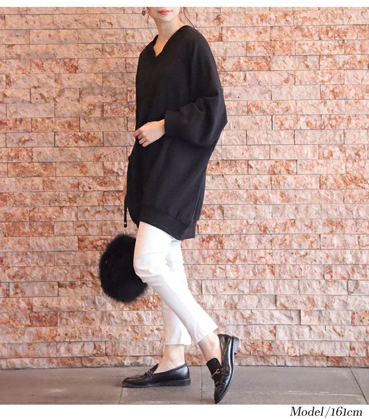 大きいサイズ レディース ダンボールニットVネックプルオーバー　sw-0410