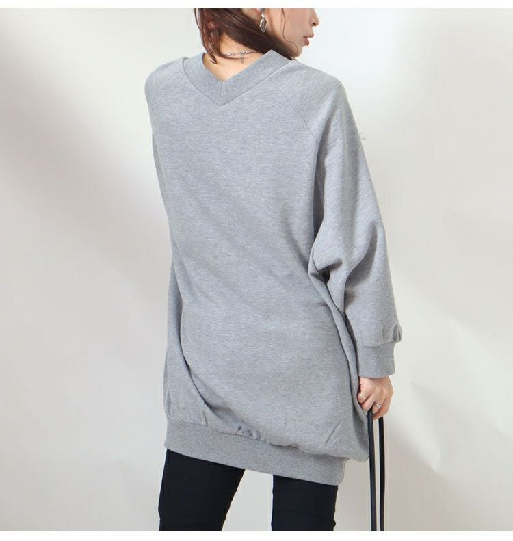 大きいサイズ レディース ダンボールニットVネックプルオーバー　sw-0410