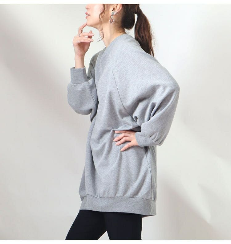 大きいサイズ レディース ダンボールニットVネックプルオーバー　sw-0410