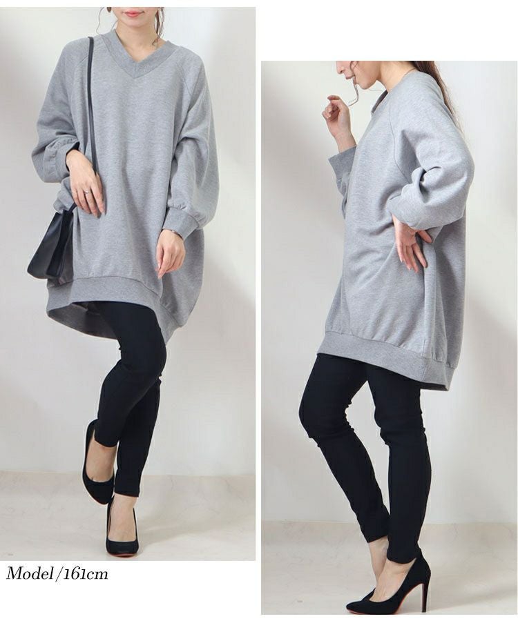 大きいサイズ レディース ダンボールニットVネックプルオーバー　sw-0410