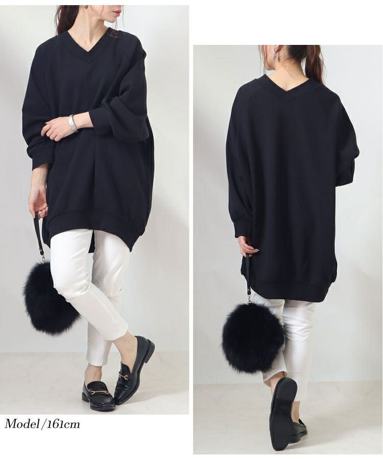 大きいサイズ レディース ダンボールニットVネックプルオーバー　sw-0410