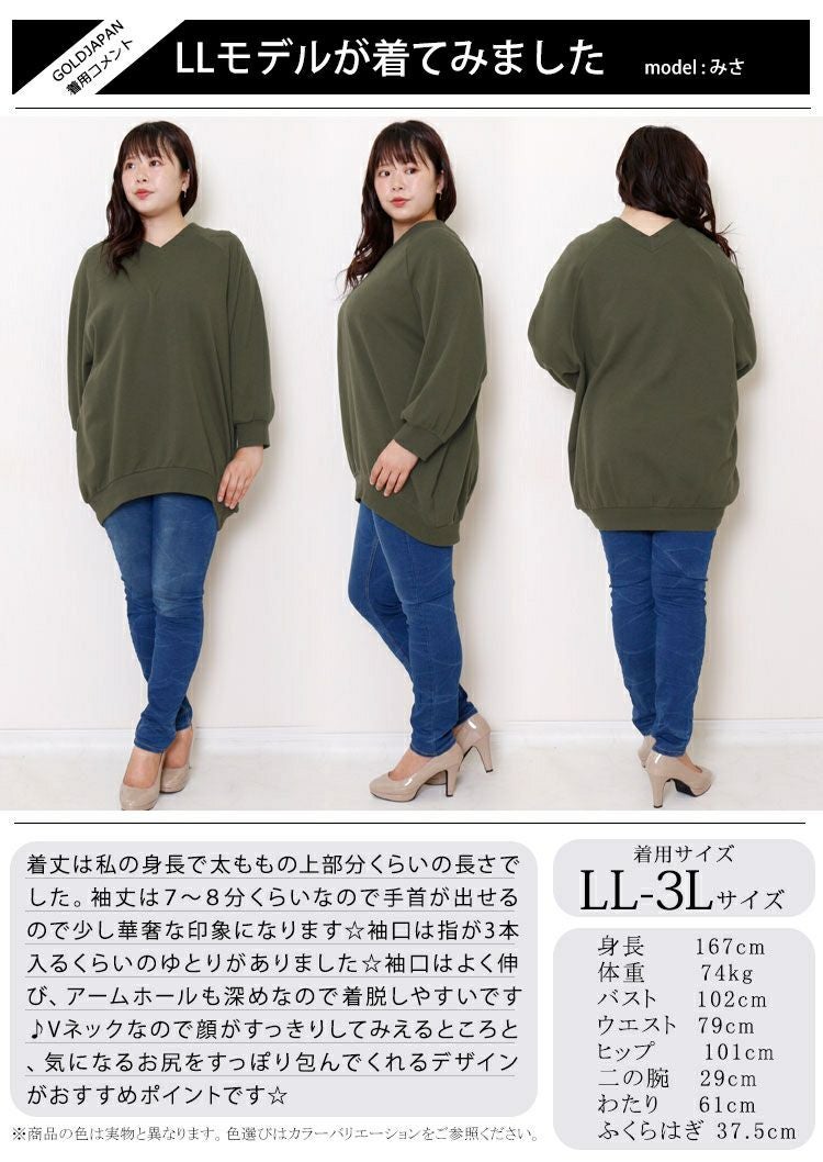 大きいサイズ レディース ダンボールニットVネックプルオーバー　sw-0410