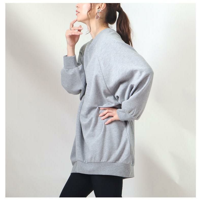 大きいサイズ レディース ダンボールニットVネックプルオーバー　sw-0410 グレー