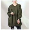 大きいサイズ レディース ダンボールニットVネックプルオーバー　sw-0410 カーキ
