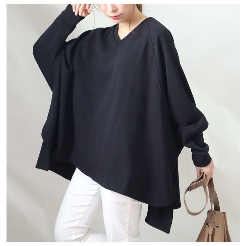 大きいサイズ レディース ダンボールニットプルオーバー　sw-0408 ブラック