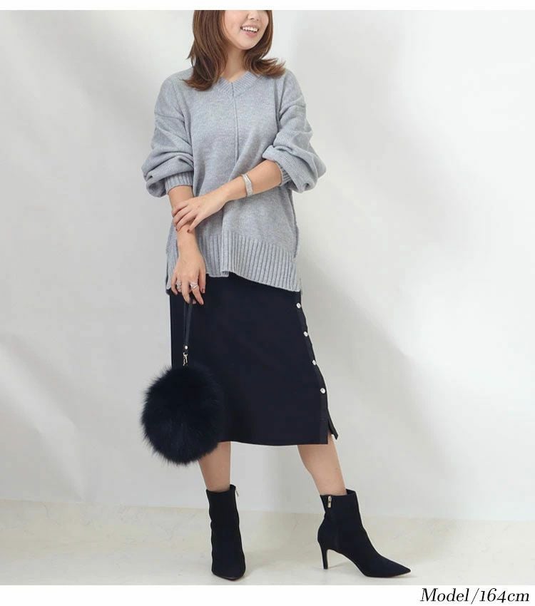 大きいサイズ レディース アウトリンキングVネックニット　bro-swnsan02