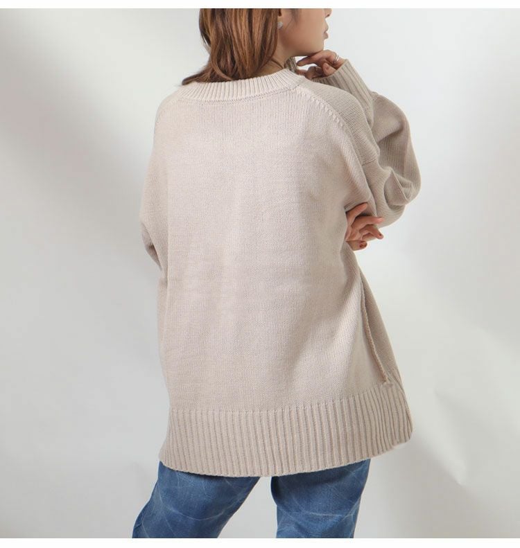 大きいサイズ レディース アウトリンキングVネックニット　bro-swnsan02