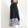 大きいサイズ レディース チェック柄チュニックワンピース　goldy-785 【メール便可】 ブラック×ホワイト