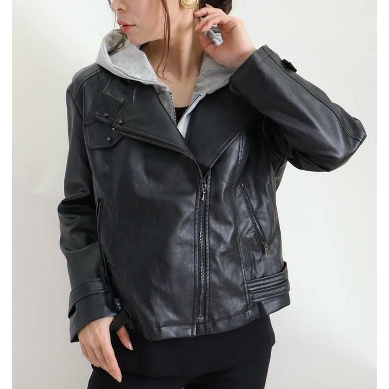 大きいサイズ レディース ライダースジャケット　goldy-769 ブラック