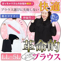 大きいサイズ レディース ストレッチカットソー切替えリボンタイフリルブラウス　fem-200