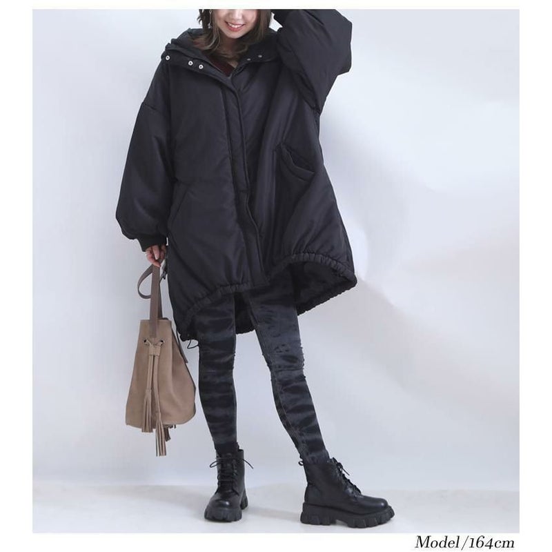 大きいサイズ レディース 中綿モンスターパーカーコート　sada-6703 ブラック