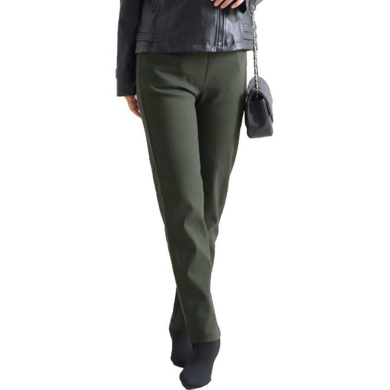 大きいサイズ レディース ストレッチツイルストレートパンツ 【低身長さんサイズ有】　jp381s カーキ（股下76cm）