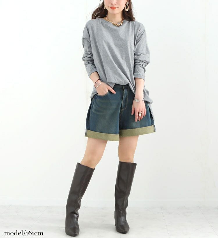 大きいサイズ レディース ラウンドロングヘムカットソー　wk-0277 【メール便可】