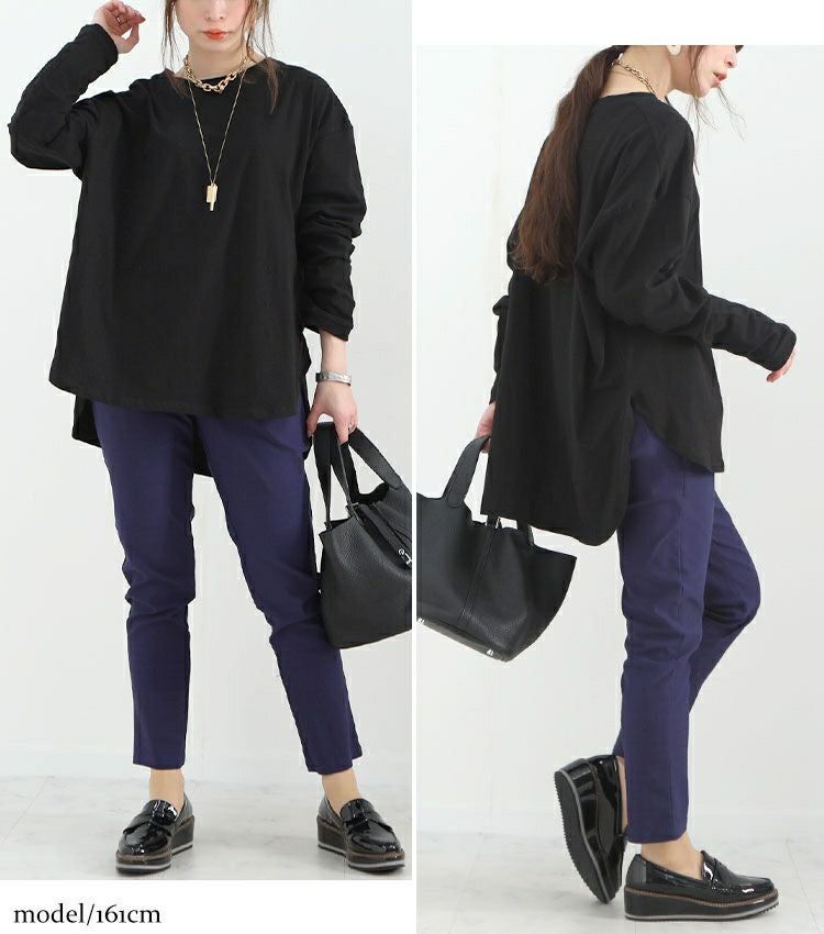 大きいサイズ レディース ラウンドロングヘムカットソー　wk-0277 【メール便可】