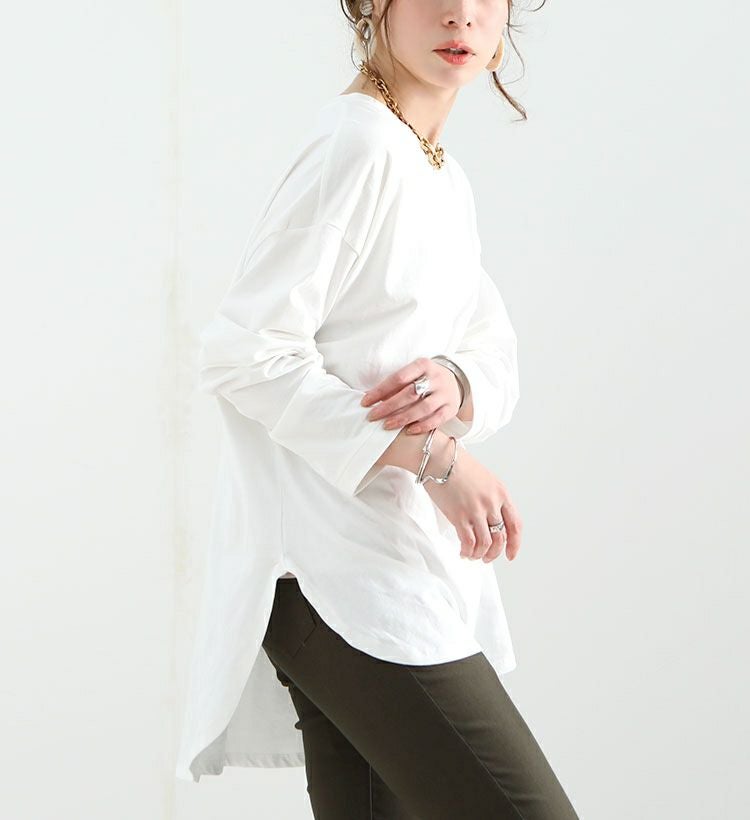 大きいサイズ レディース ラウンドロングヘムカットソー　wk-0277 【メール便可】