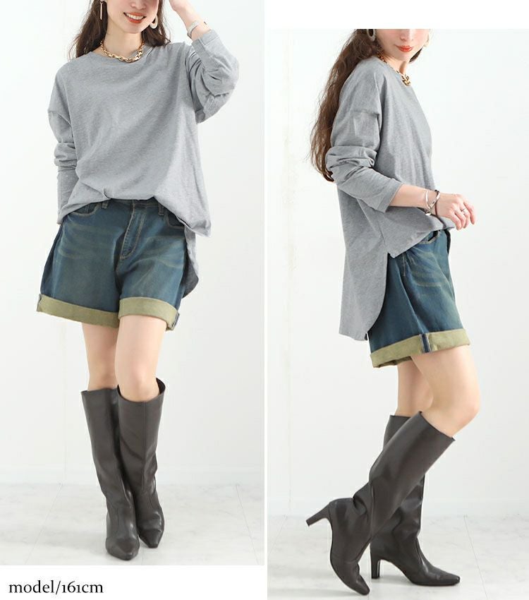 大きいサイズ レディース ラウンドロングヘムカットソー　wk-0277 【メール便可】