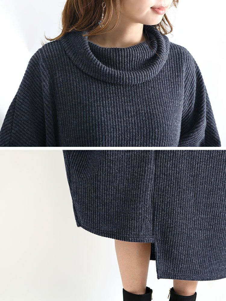 大きいサイズ レディース リブニットドルマンワンピース　as-02c055