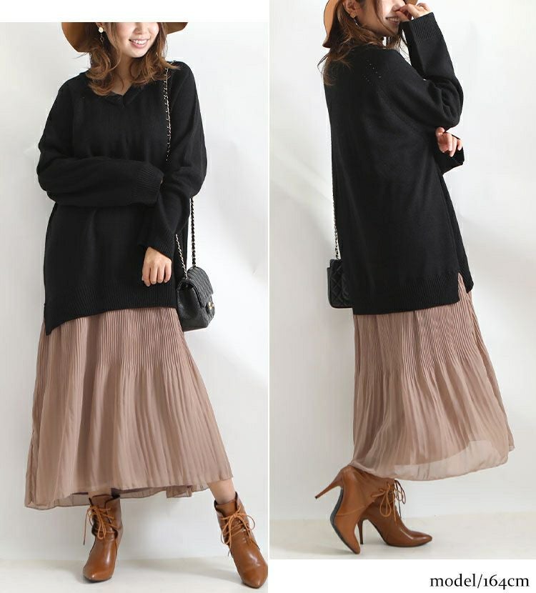 大きいサイズ レディース ニットドッキングロングワンピース　bro-swnsn05