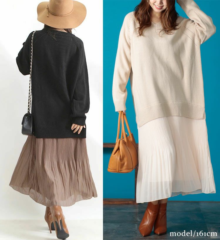 大きいサイズ レディース ニットドッキングロングワンピース　bro-swnsn05