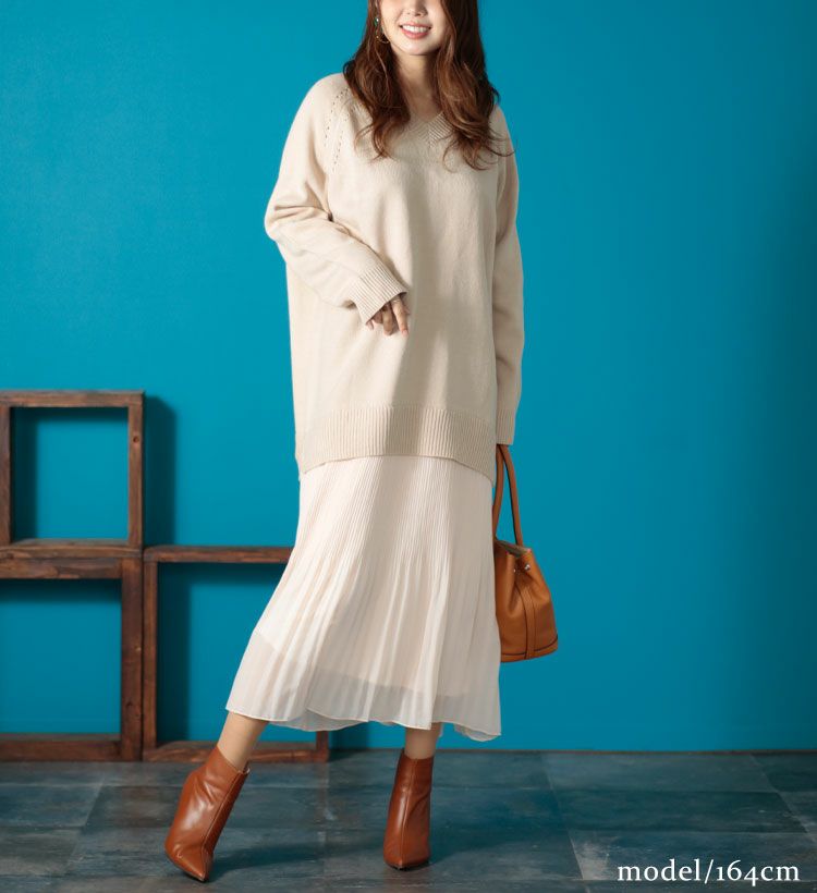 大きいサイズ レディース ニットドッキングロングワンピース　bro-swnsn05