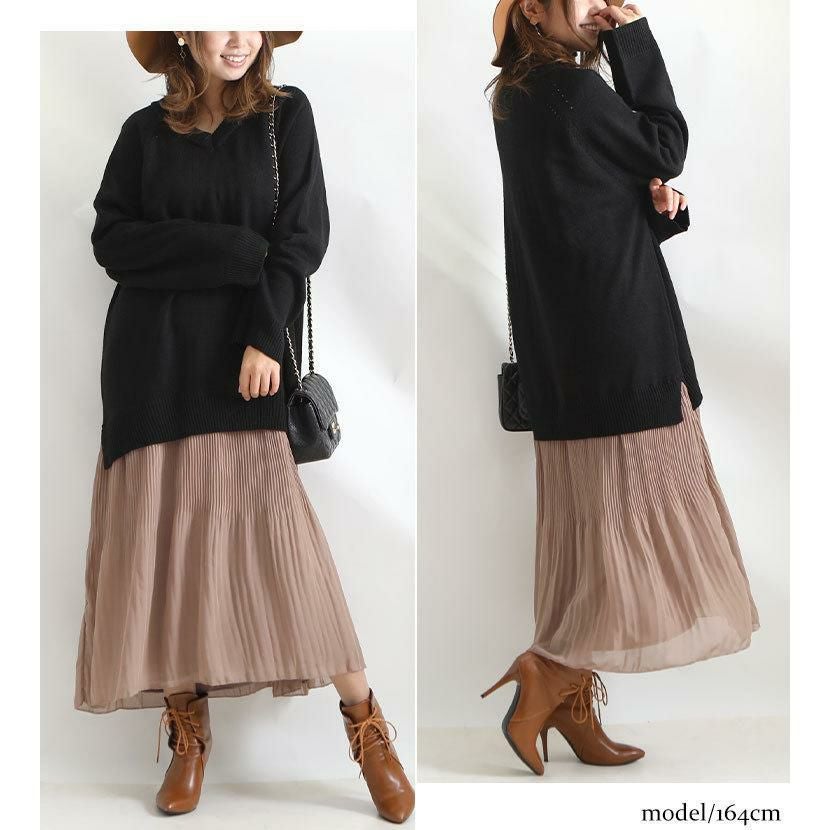 大きいサイズ レディース ニットドッキングロングワンピース　bro-swnsn05 ブラック