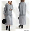 大きいサイズ レディース ニットドッキングロングワンピース　bro-swnsn05 グレー