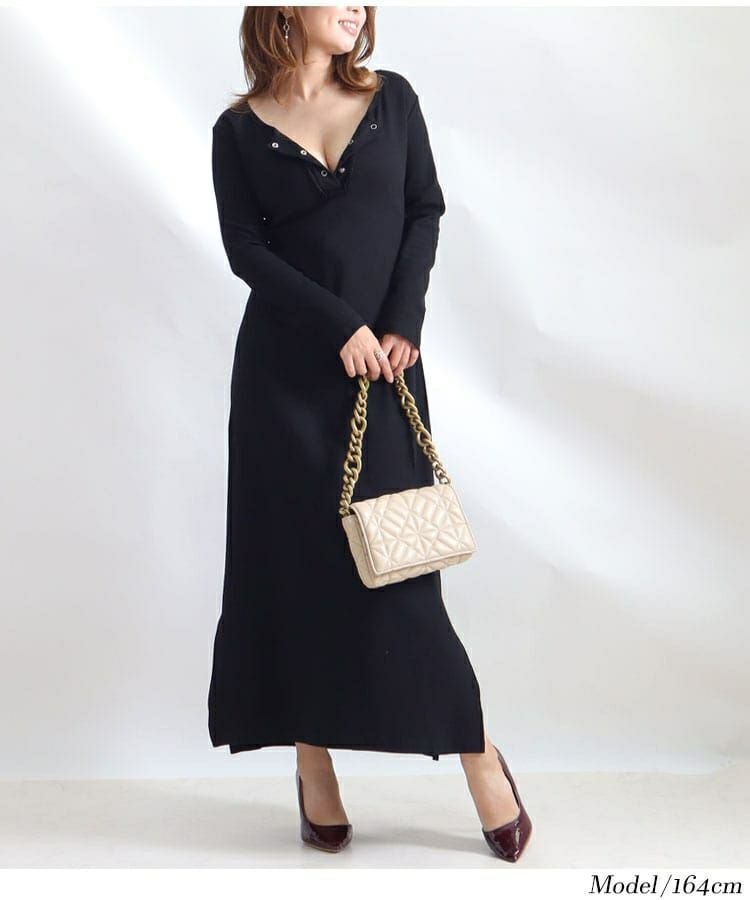 大きいサイズ レディース 谷間メイクマキシ丈ワンピース　jp389
