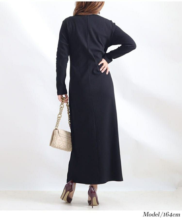 大きいサイズ レディース 谷間メイクマキシ丈ワンピース　jp389